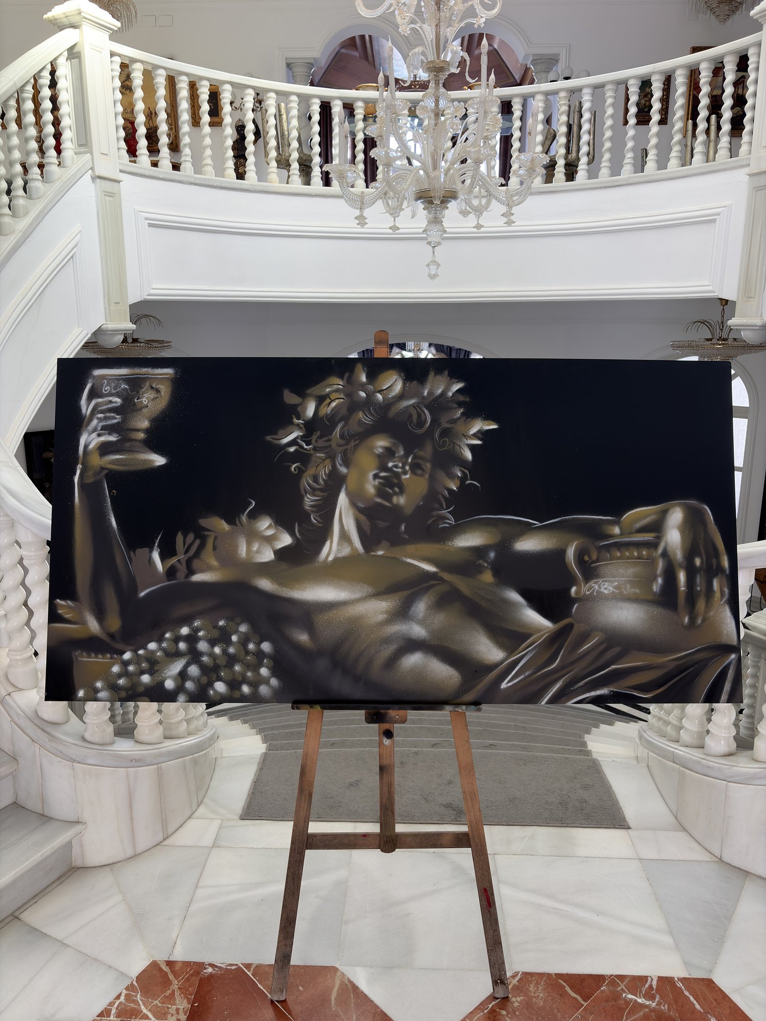 Bacchus durante su creación en directo en Palacio Suites Marbella