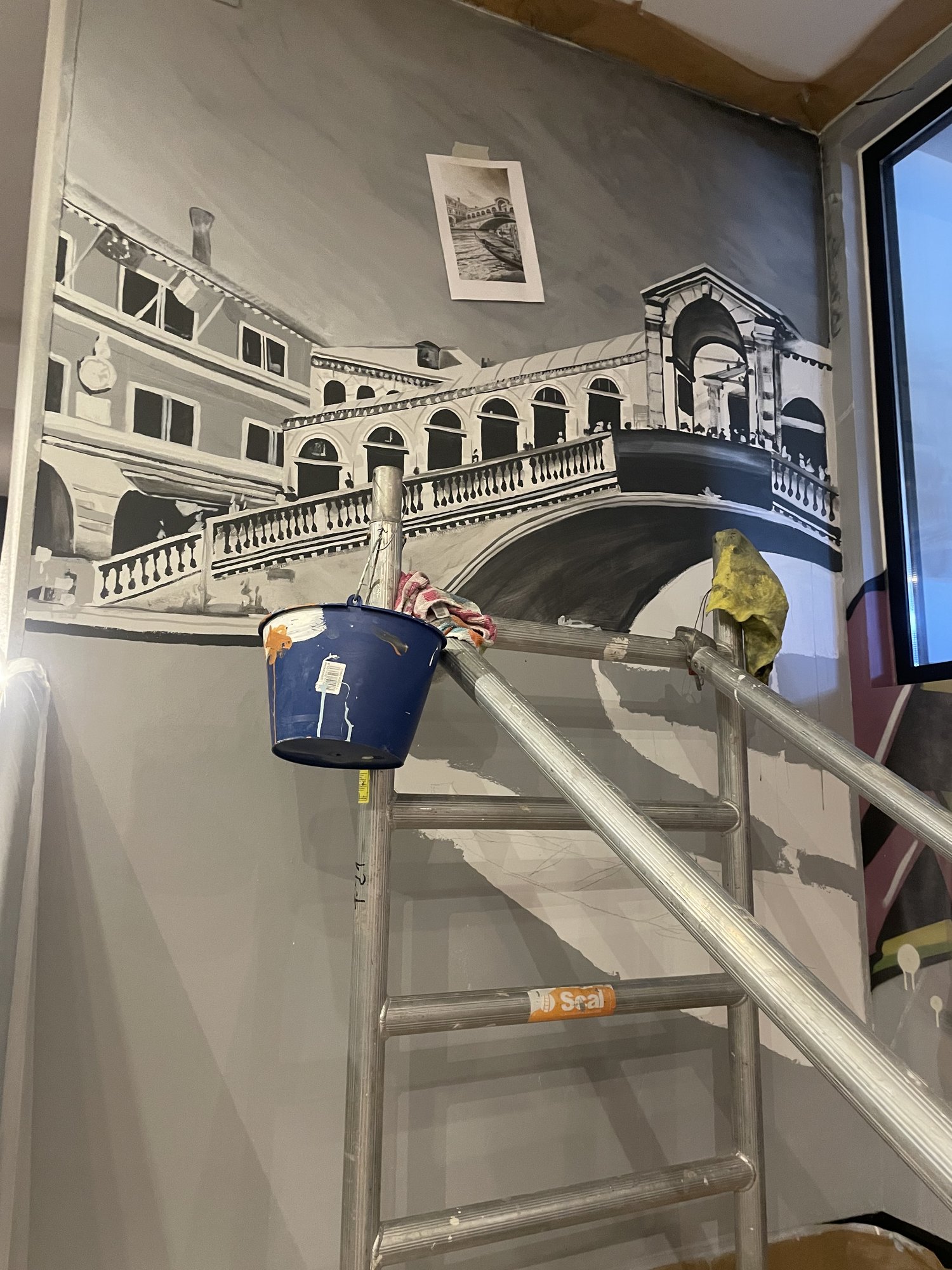 Desarrollo de la composición del mural particular